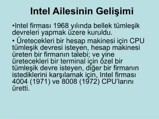 intel ailesinin geli imi