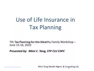 Use of Life Insurance in Tax Planning