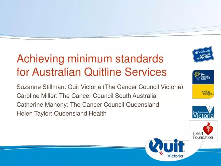 achieving minimum standards for australian quitline services