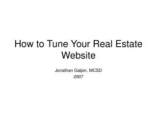 How to Tune Your Real Estate Website