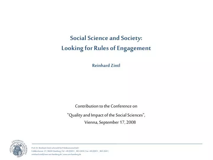 social science and society looking for rules of engagement reinhard zintl