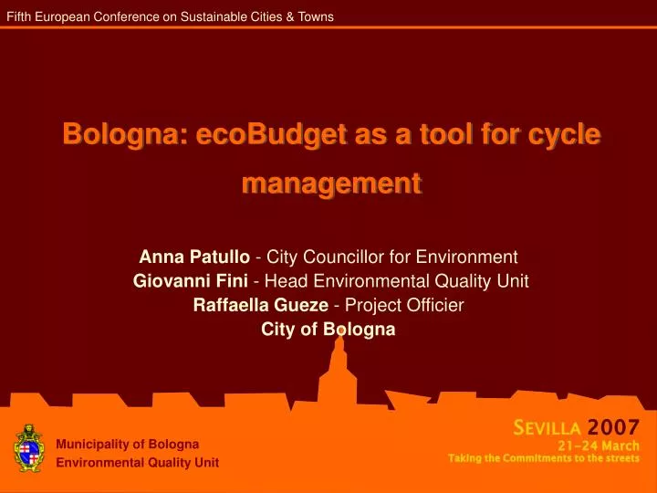 bologna ecobudget as a tool for cycle management