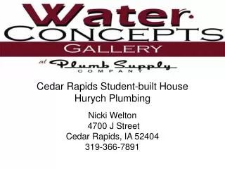 Cedar Rapids Student-built House Hurych Plumbing
