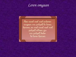 leren omgaan