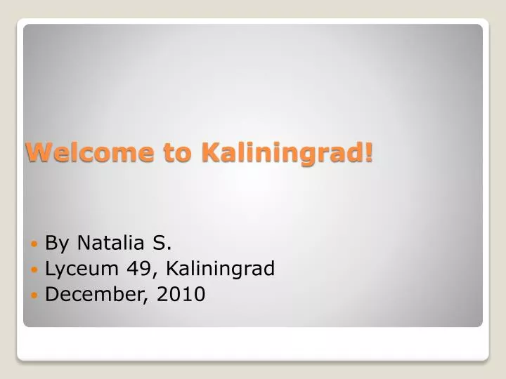 welcome to kaliningrad