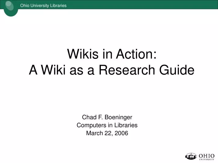 wikis in action a wiki as a research guide