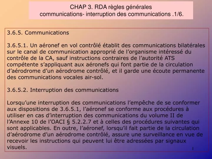 chap 3 rda r gles g n rales communications interruption des communications 1 6