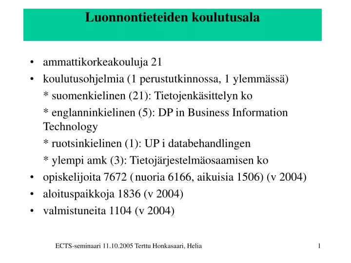 luonnontieteiden koulutusala