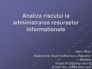analiza riscului la administrarea resurselor informationale