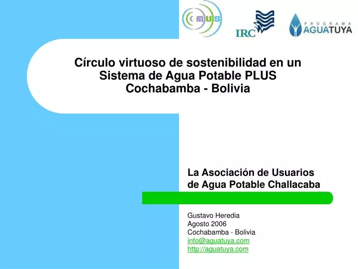 c rculo virtuoso de sostenibilidad en un sistema de agua potable plus cochabamba bolivia