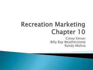 Recreation Marketing Chapter 10