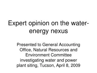 Expert opinion on the water-energy nexus