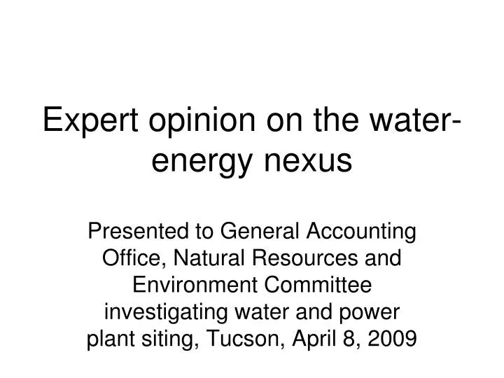 expert opinion on the water energy nexus