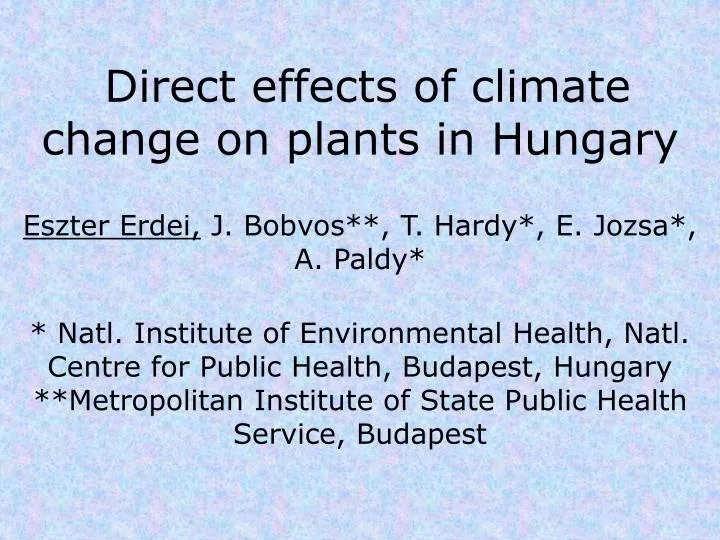 direct effects of climate change on plants in hungary