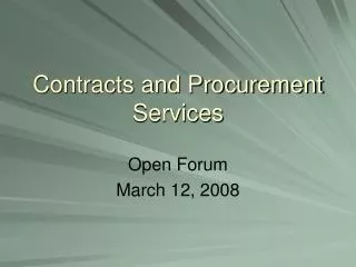Contracts and Procurement Services