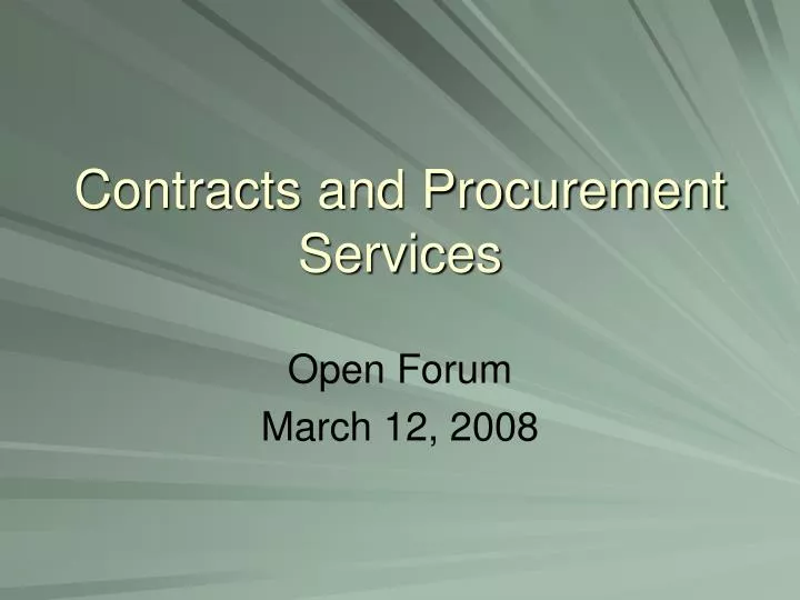 contracts and procurement services