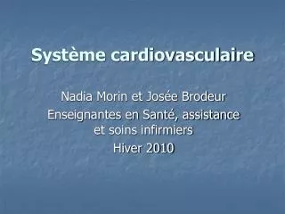 syst me cardiovasculaire