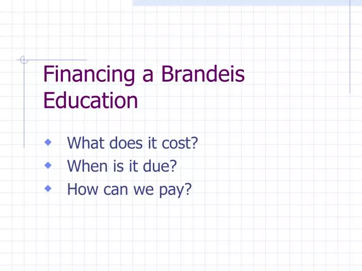 financing a brandeis education