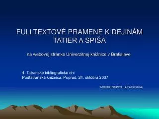 fulltextov pramene k dejin m tatier a spi a