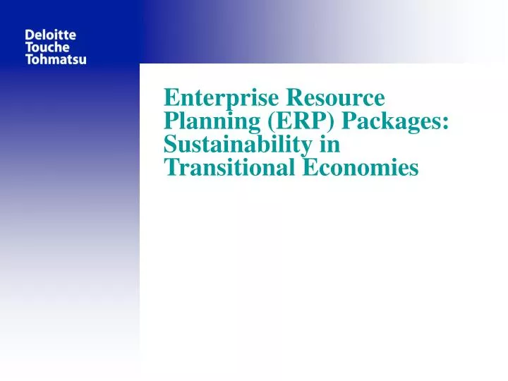 enterprise resource planning erp packages sustainability in transitional economies