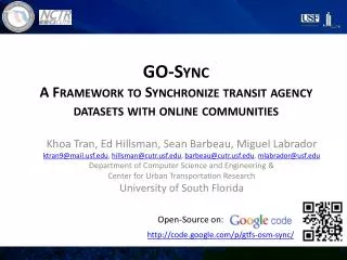 GO-Sync A Framework to Synchronize transit agency datasets with online communities