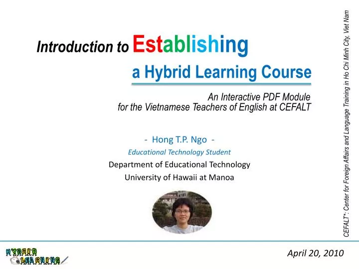 introduction to est abl ish ing a hybrid learning course