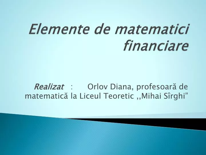 elemente de matematici financiare