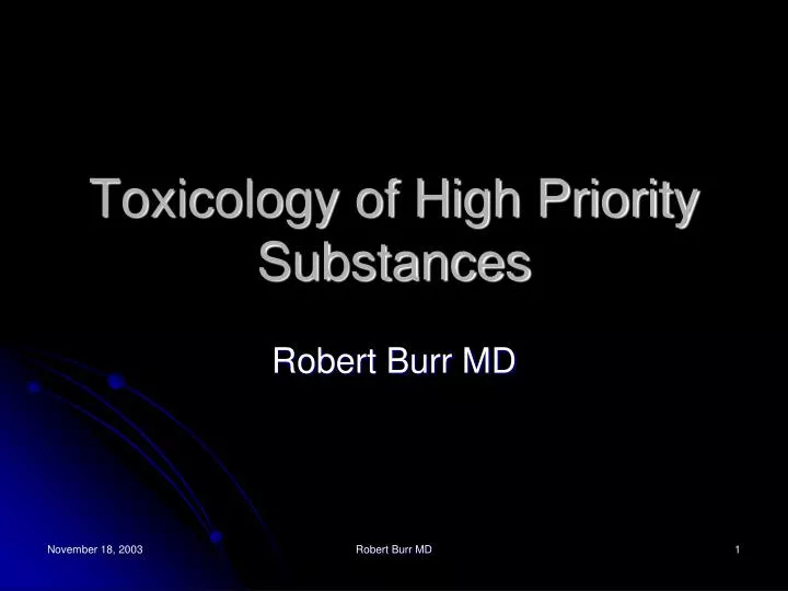 toxicology of high priority substances