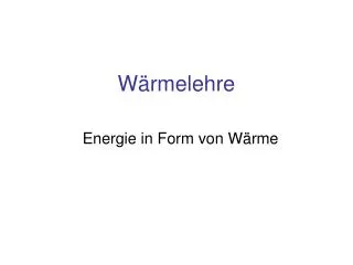 w rmelehre