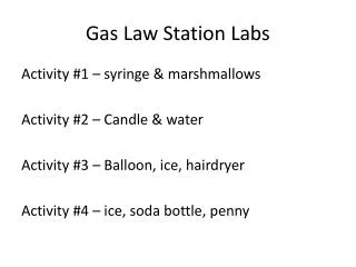 Gas Law Station Labs