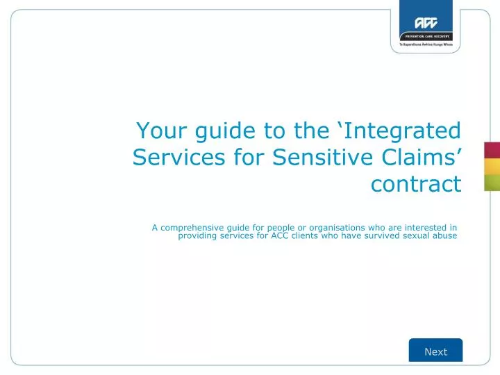 your guide to the integrated services for sensitive claims contract