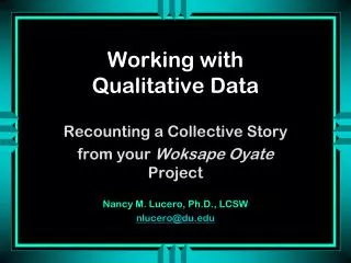 Working with Qualitative Data