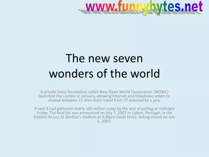 the new seven wonders of the world