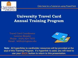 University Travel Card Annual Training Program