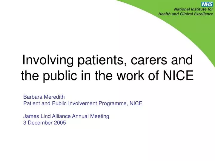 involving patients carers and the public in the work of nice
