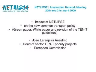 NETLIPSE | Amsterdam Network Meeting 20th and 21st April 2009