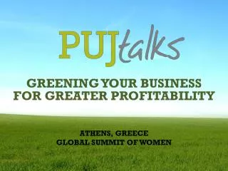 GREENING YOUR BUSINESS FOR GREATER PROFITABILITY
