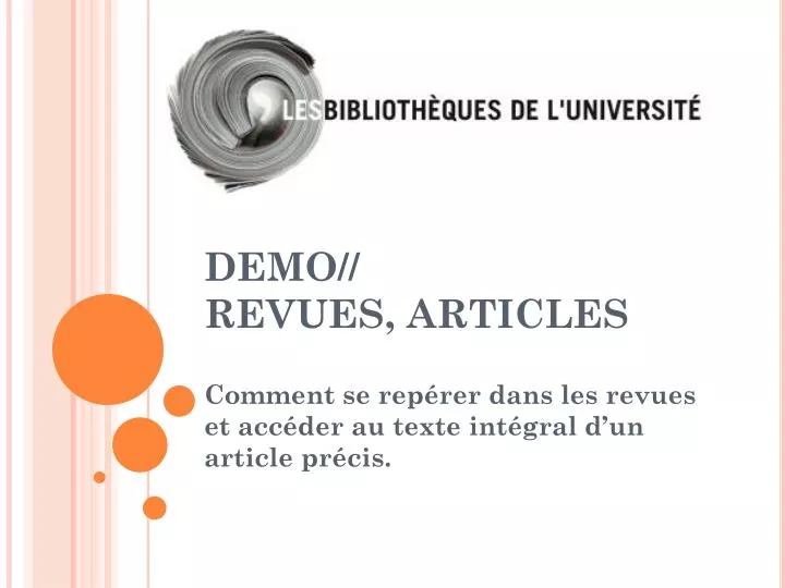 demo revues articles