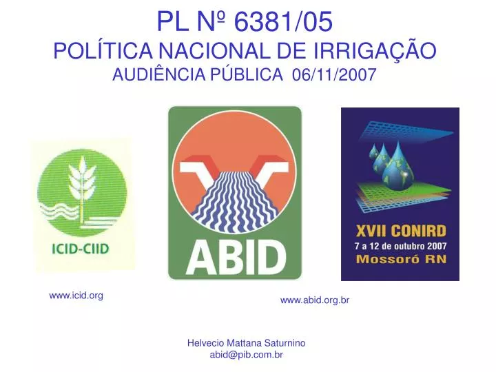 pl n 6381 05 pol tica nacional de irriga o audi ncia p blica 06 11 2007