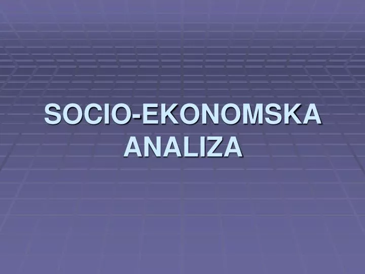 socio ekonomska analiza