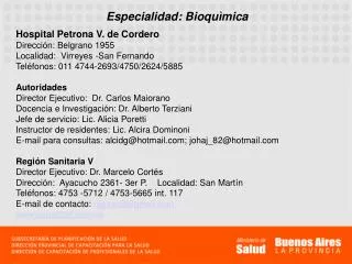 Especialidad: Bioquìmica