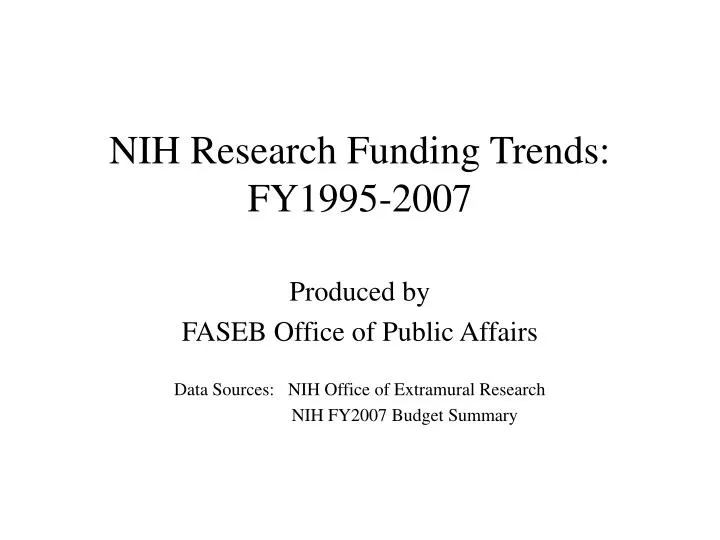 nih research funding trends fy1995 2007