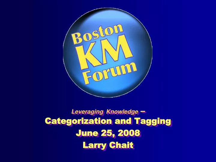 leveraging knowledge categorization and tagging june 25 2008 larry chait