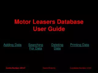 Motor Leasers Database User Guide