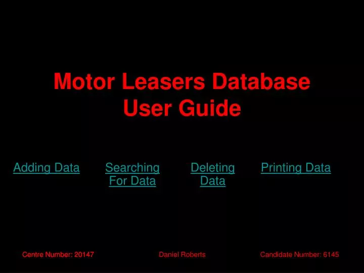 motor leasers database user guide