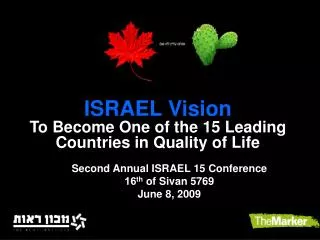 ISRAEL Vision To Become One of the 15 Leading Countries in Quality of Life