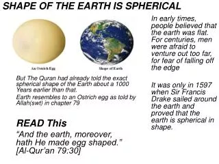 SHAPE OF THE EARTH IS SPHERICAL