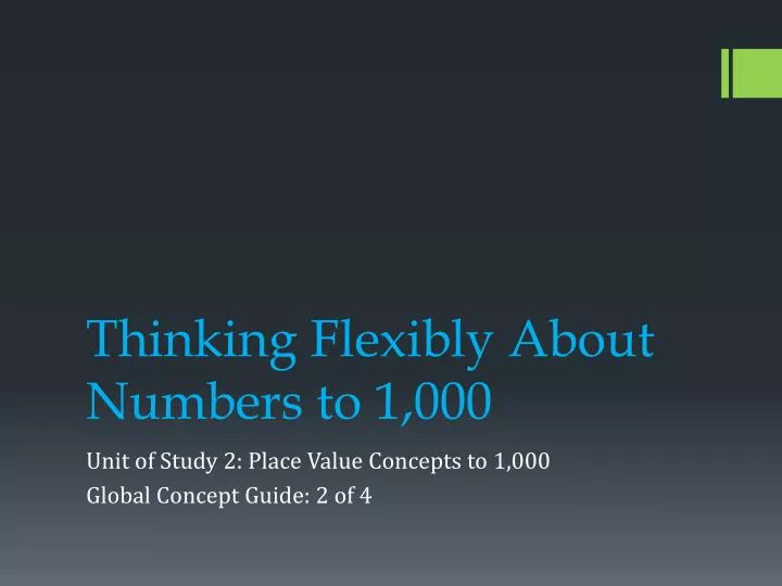 thinking flexibly about numbers to 1 000