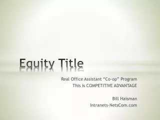 Equity Title