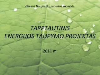 tarptautinis energijos taupymo projektas